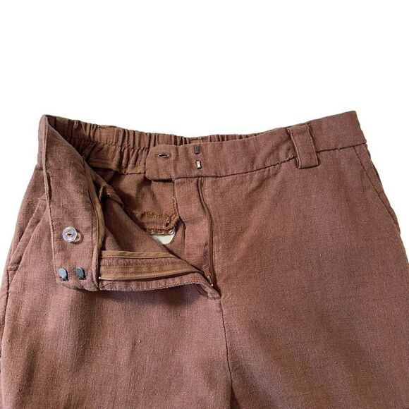 House of Harlow 1960 Chocolate Brown Linen Cargo Pants, Size 10 - Picture 7 of 13